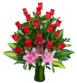 Arreglo floral con rosas rojas Sa Isidro San Migue