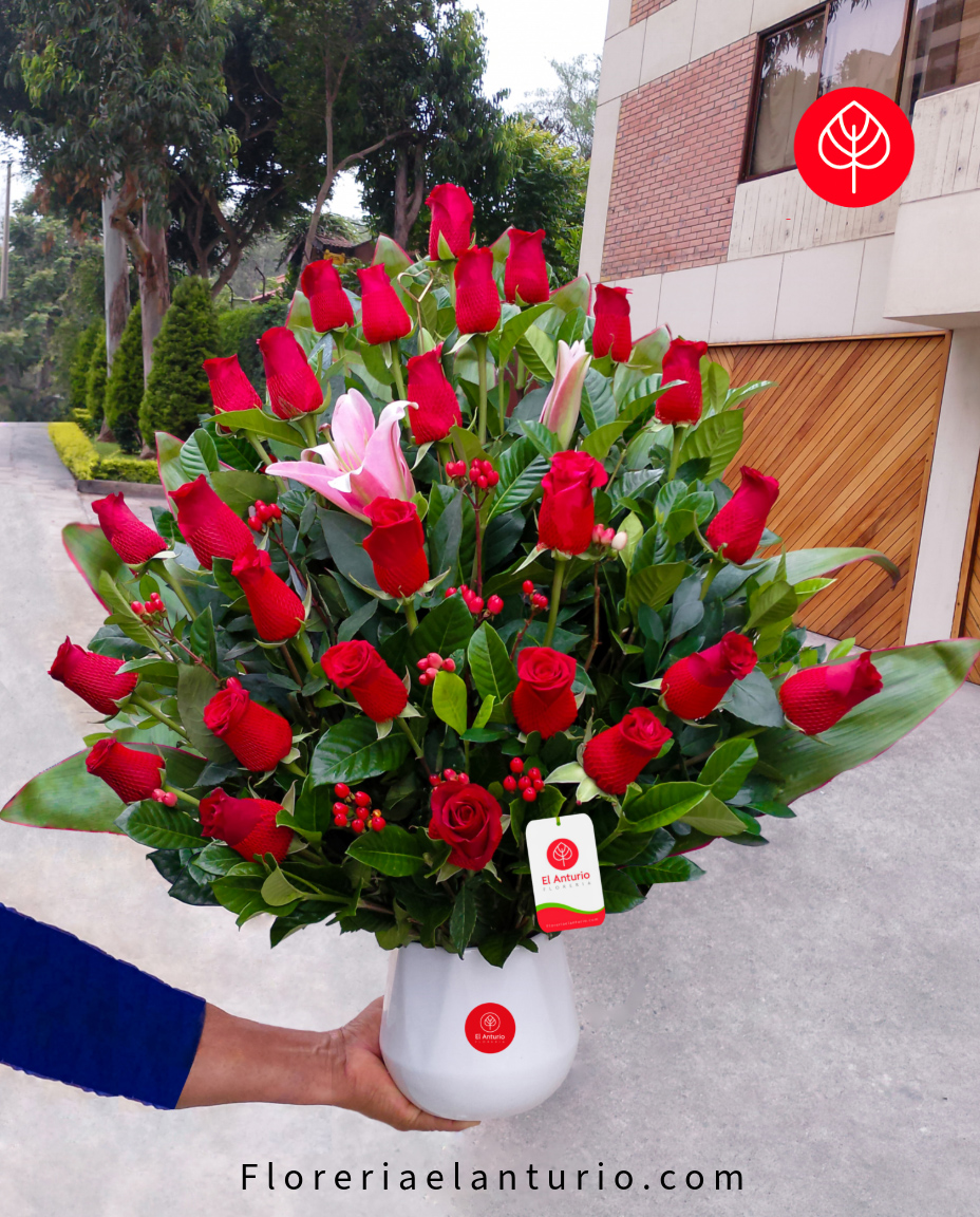 Arreglo con 24 rosas rojas
